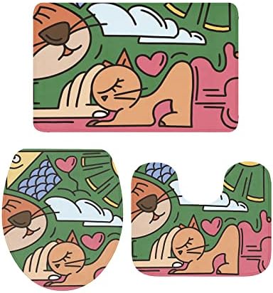 YESOF66 3 Piece Bathroom Rug Set Non Slip