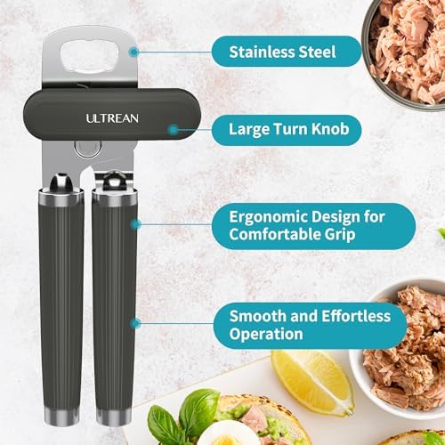 Ultrean Manual Can Opener Bottle Opener Gray