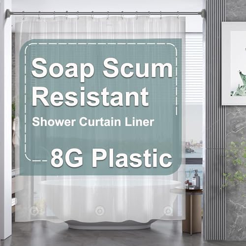 AmazerBath Clear Plastic Shower Curtain 72x72 Inches Heavy Duty