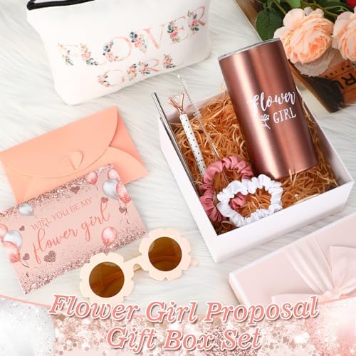 Sieral 9 Pcs Flower Girl Gift Set Pink Retro