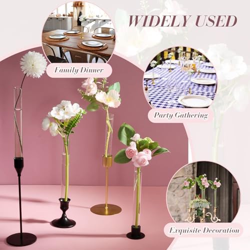 Ninehaoou 6 Pack 79 Inch Glass Bud Vase Taper Candle Holder