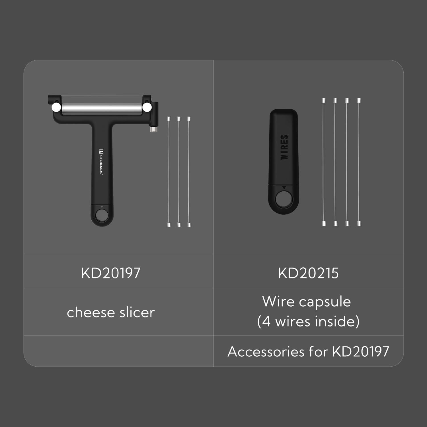 Kitchendoao Adjustable Wire Cheese Slicer Cutter with 3 Extra Wires
