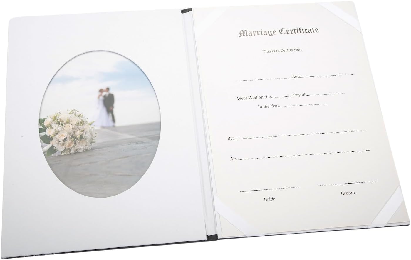 Happy Homewares Graphite Black Satin Wedding Certificate Holder with Silver Foil Flowers
