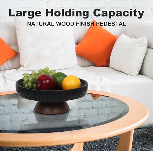 Lavauk Mango Wood Centerpiece Bowl with Pedestal