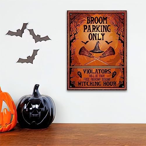 Broom Parking Only Witch Halloween Metal Sign
