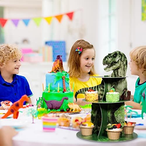 3 Tier Dinosaur Cupcake Stand Party Decorations