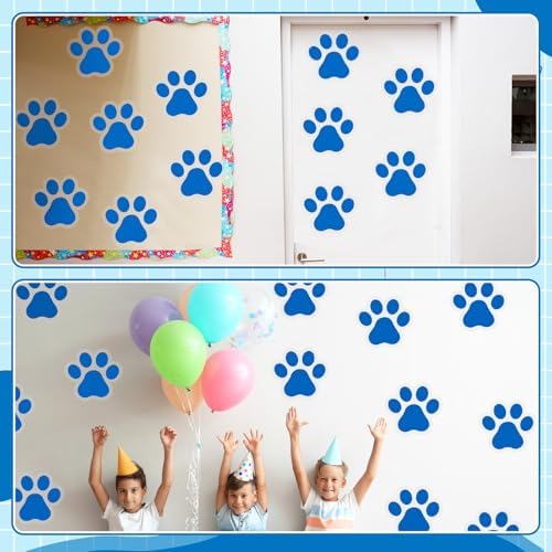 ReliThick 30 Pcs Blue Paw Print Floor Decals