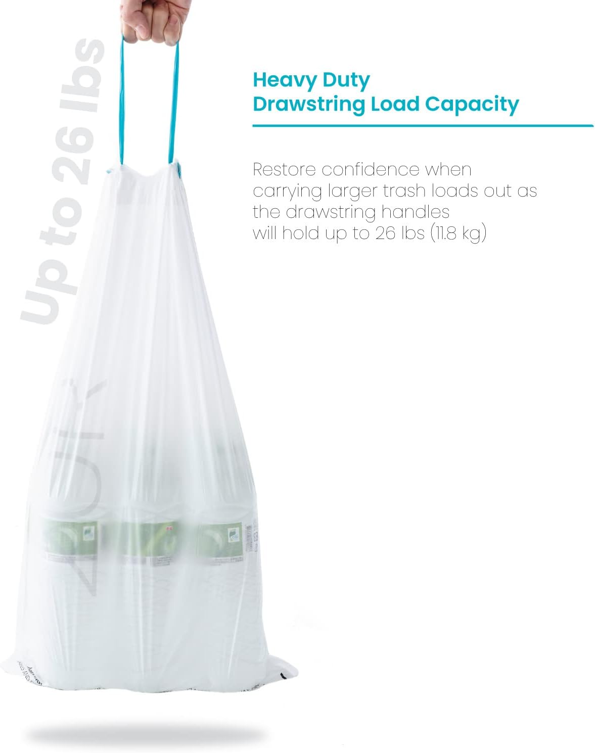 Home Zone Living 53 Gallon Trash Bags with Drawstring Handles 60 Count