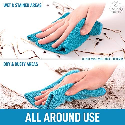 Zulay Kitchen 12 Pack Microfiber Cloths - 12x12 Inch Lint Free for Cleaning