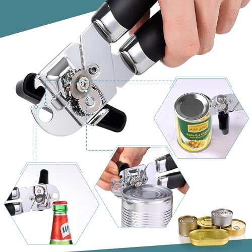 Lychico 3-in-1 Can Opener Stainless Steel Handheld Black