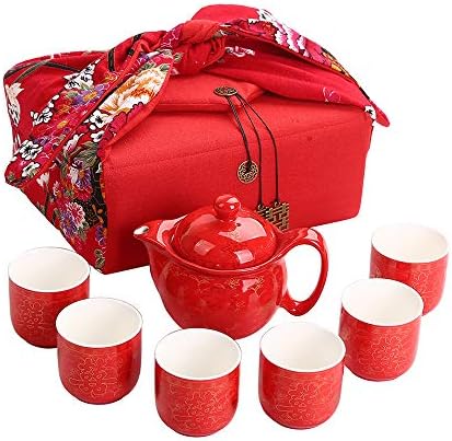 Double Happiness Porcelain Tea Set 7 Pcs Wedding Decoration