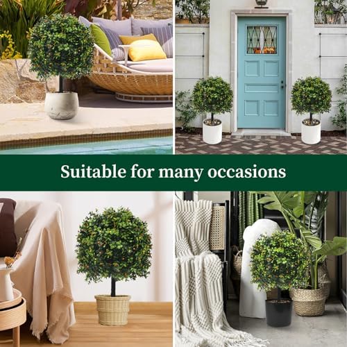 KUKKUME Artificial Boxwood Topiary Set of 2