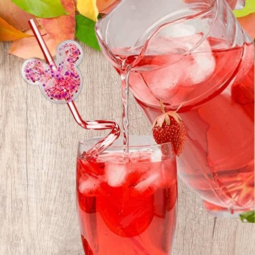 24Pcs Glitter Mouse Straws for Party Favors