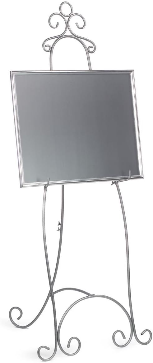 Floor Easel with Scroll Detailing 7125 Inches Tall Silver Metal