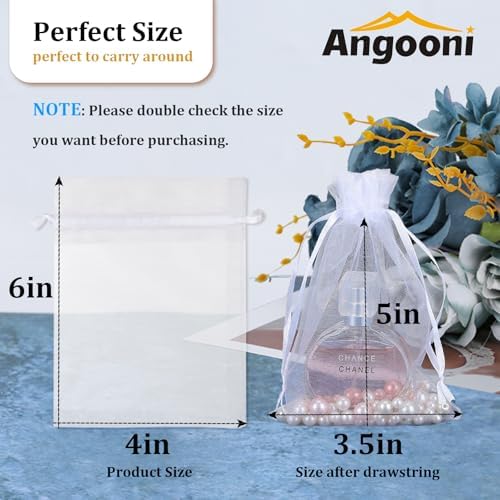100PCS 4x6 Inch Organza Drawstring Pouches for Wedding Favors