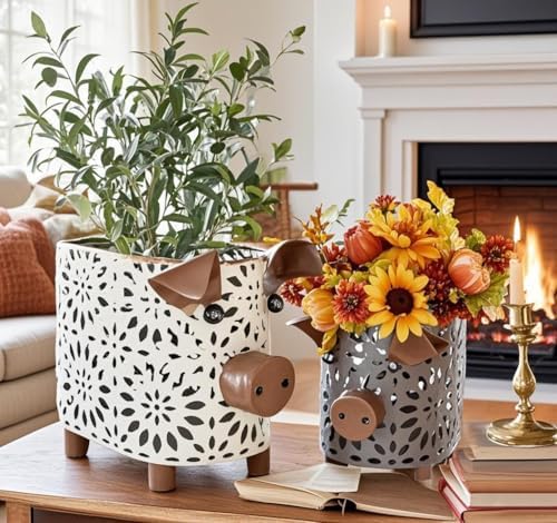 GIFTME 5 Farmhouse Metal Storage Baskets Set with Handles