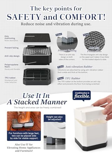EclatBain Bed Risers Heavy Duty Adjustable Blocks