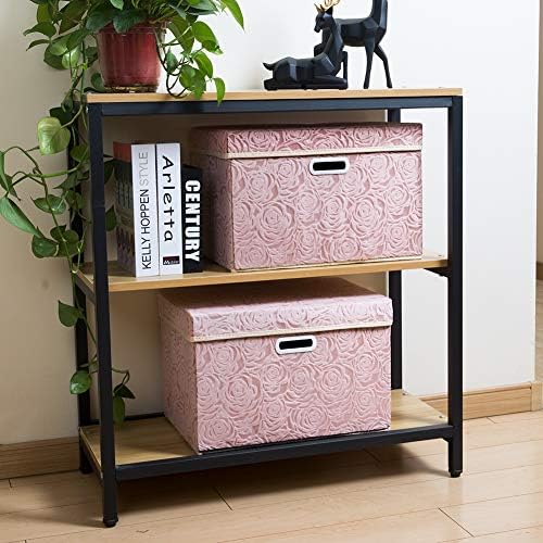 Prandom Larger Foldable Storage Box with Lid 3-Pack