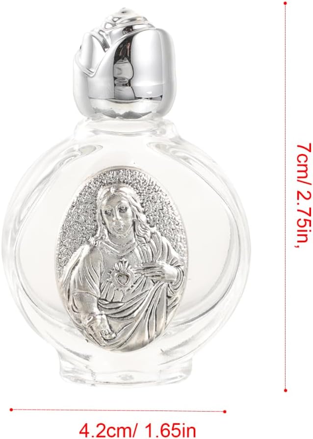 VOSAREA 2 Pack Glass Holy Water Bottles - Silver Toned Cap