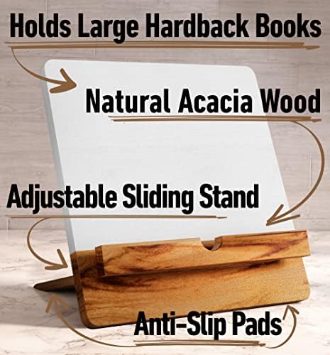 Acacia Cookbook Stand for Kitchen Counter 12x12 Adjustable Wood