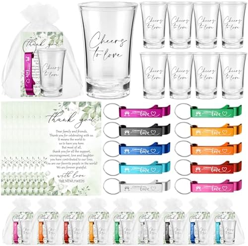 200 Pcs Wedding Favors Set with Shot Glasses and Bottle Openers