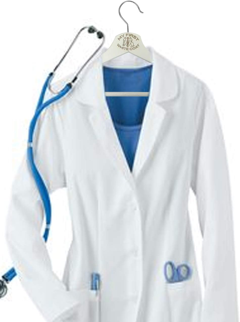 3D Laser Engraved White Coat Doctors Coat and Stethoscope Wood Hanger