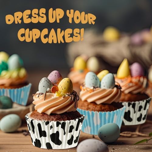 Cunhill 300 Pcs Paper Baking Cups with Cloud and Cow Designs
