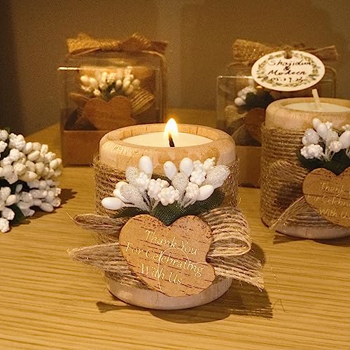 HiHas 12PCS Wooden Tealight Candle Holders Wedding Favors