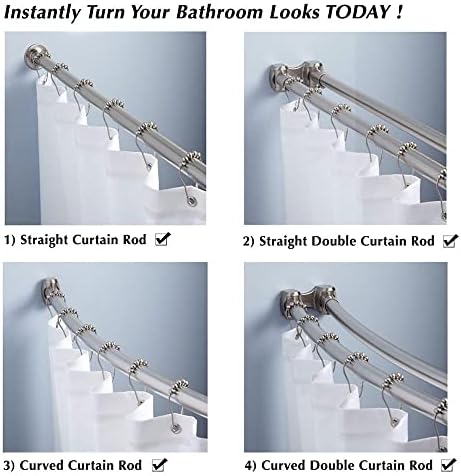 Uigos Chrome Shower Curtain Hooks Set of 12