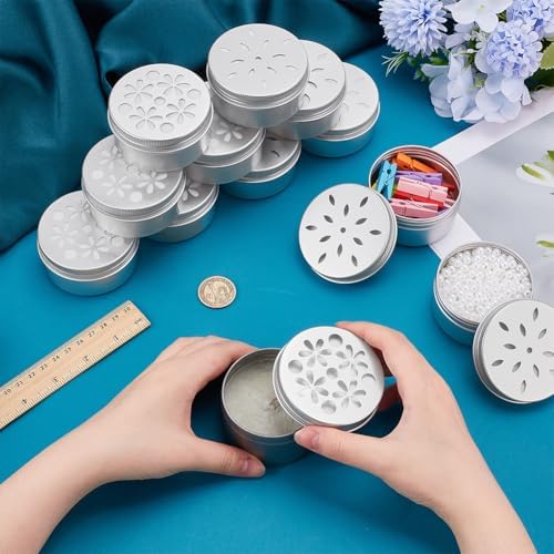 PH PandaHall 12pcs Aluminum Tins with Hollow Lids