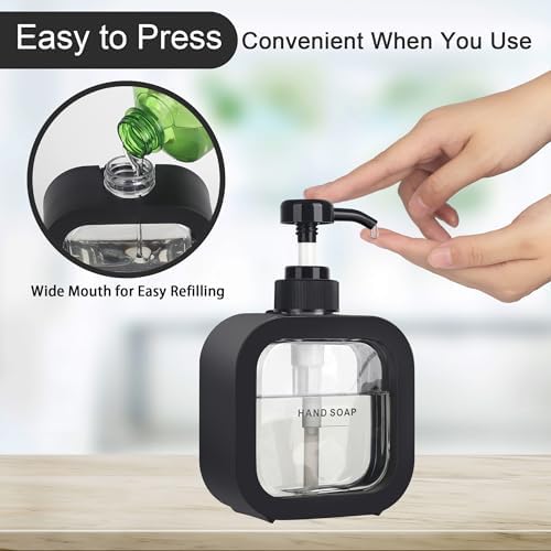 Modern Black Hand Dish Soap Dispenser with Labels