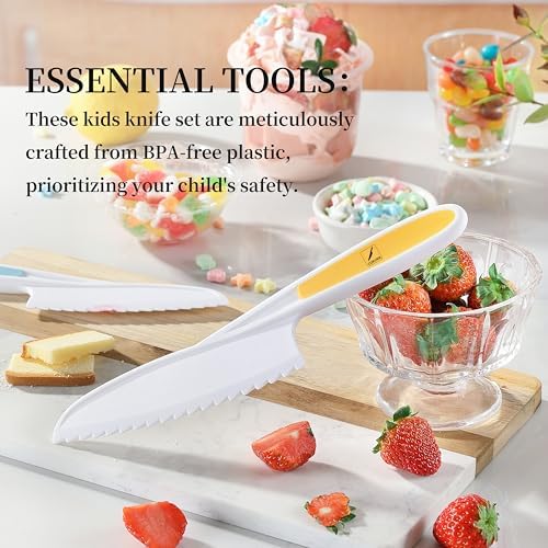 Toddler Knife Set with Serrated Edges for Safe Kids Cooking