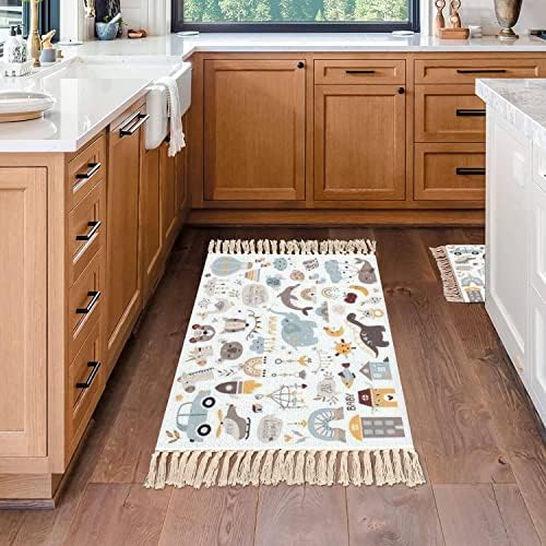 Boho Style Kid Room Rug with Tassels and Fringe