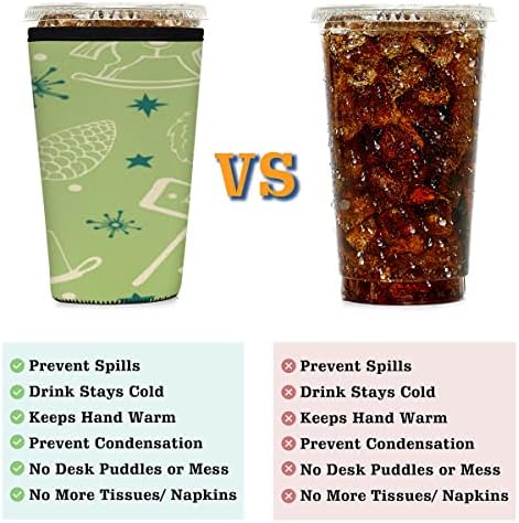 Candle Christmas Tree Iced Coffee Sleeve 26-28 Oz Reusable