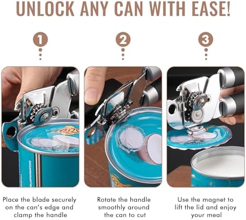 FAREE 3-in-1 Can Opener Manual with Magnet and Bottle Opener