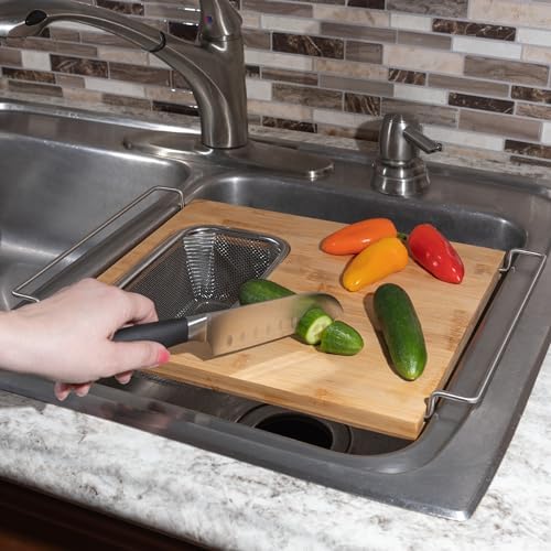 2 in 1 Bamboo Cutting Board with Strainer