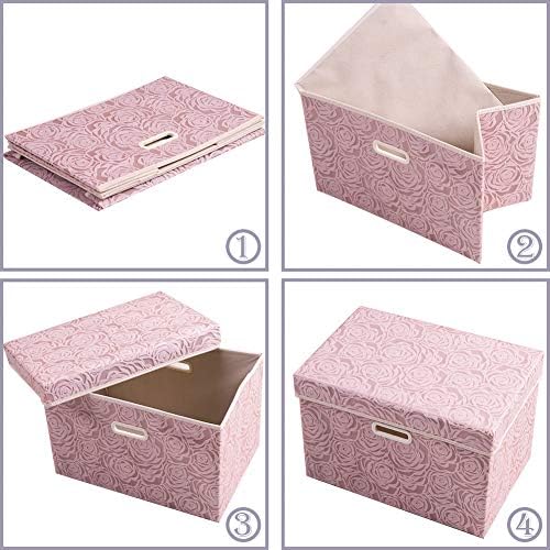 Prandom Larger Foldable Storage Box with Lid 3-Pack