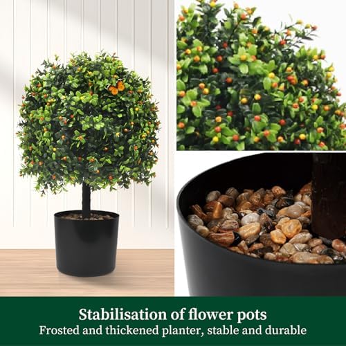 KUKKUME Artificial Boxwood Topiary Set of 2