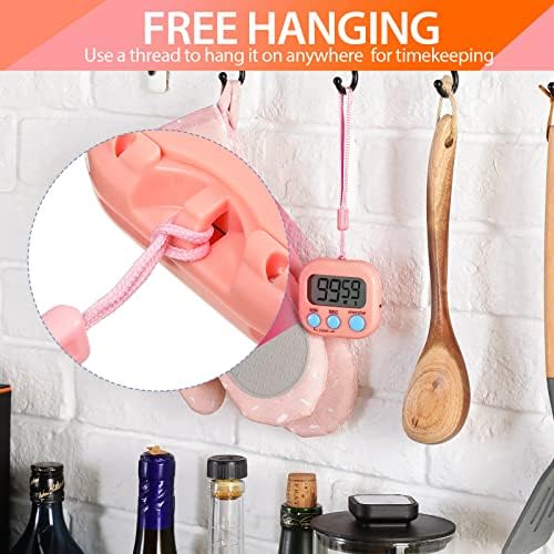 24 Piece Digital Timer Set with Magnetic Display and Loud Alarm - Pink Orange
