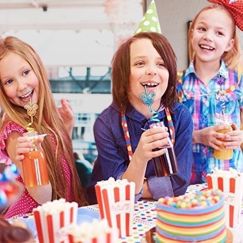24Pcs Glitter Mouse Straws for Party Favors