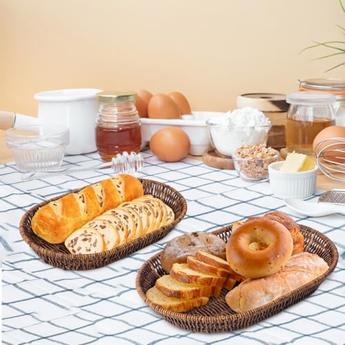 3 PCS Handwoven Oval Wicker Baskets Set