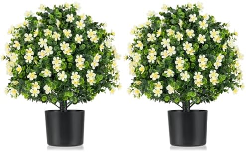 Goplus 215 Inch Artificial Boxwood Topiary Ball Tree Set of 2