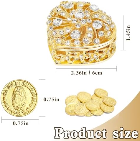 Catholic Wedding Arras Coins Set with 13 Gold Virgen of Guadalupe Coins