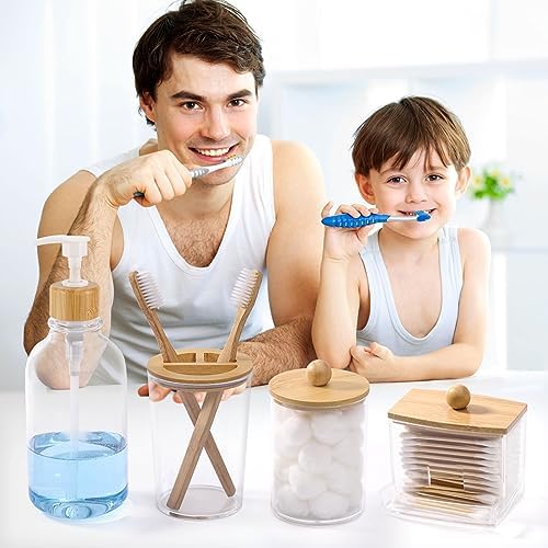 Tbestmax Bamboo Bathroom Accessories Set 4 Pcs