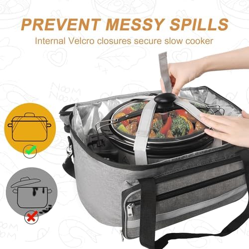 Double Layer Slow Cooker Carrying Bag for 6-8 Quart Crock Pot