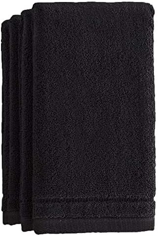 Creative Scents Cotton Fingertip Towels Set Black 4 Pack