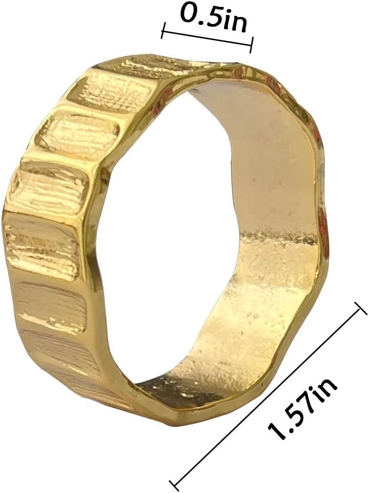 Gold Napkin Rings Set of 6 Shiny Table Decor