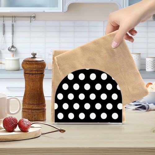 Caikeny Napkin Holder Black White Polka Dot Acrylic