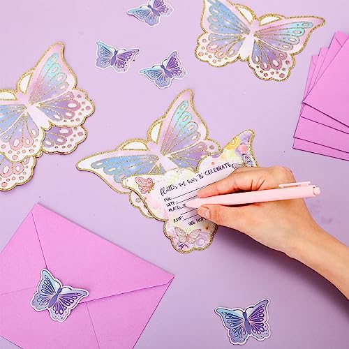 Hotop 24 Piece Butterfly Party Invitations with Envelopes and Stickers