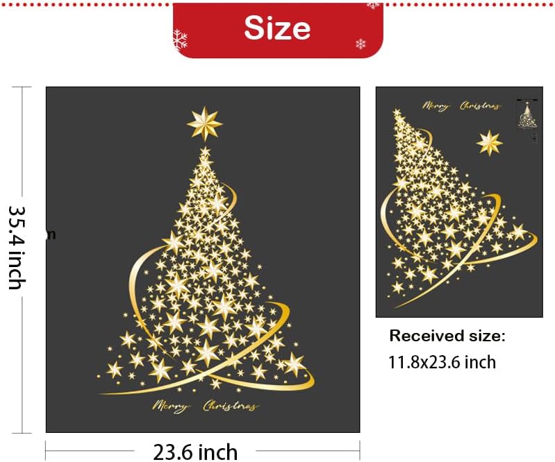 Golden Christmas Tree Window Clings Sticker for Glass
